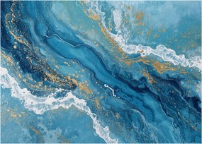 Obraz na szkle - Jasnoniebieski marmur ze złotem II. (70x50 cm)