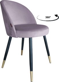 Krzesło TRIX tkanina Welur noga metalowa : Kolor nogi - Czano-złota stożek, Kolor tkaniny - VELVET - MG55, Typ siedziska - Siedzisko obrotowe 360°