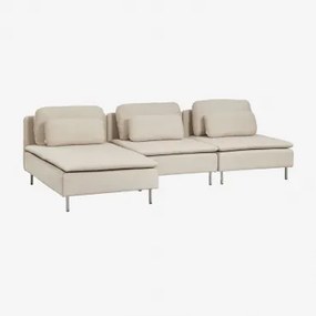 Sofa Modułowa Oriol 3-częściowa Lewostronna Z Leżanką Szezlong Bez Podłokietników & Tkaniny Beżowy Krem - Sklum