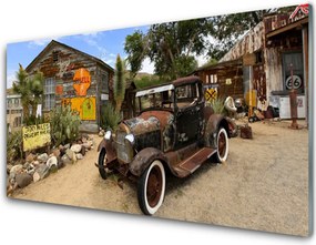 Panel Szklany Zabytkowe Auto Na Tle Kamienic