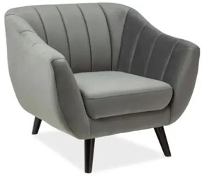 FOTEL ELITE 1 VELVET SZARY BLUVEL 14 / WENGE SIGNAL