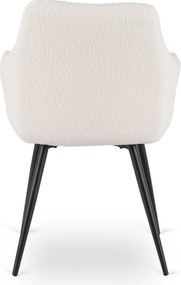 Krzesło Tapicerowane do Salonu NAWARA Kremowe Boucle Nowoczesne