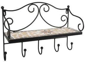Czarny metalowy wieszak ścienny z półką 42 cm Almeria – Garden Pleasure