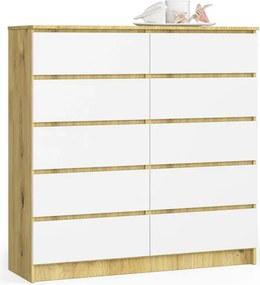 Skandynawska komoda dąb artisan + biały B7-R57