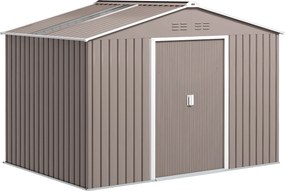 Outsunny Metalowy Schowek na Narzędzia z Drzwiami Przesuwnymi i Oknami Wentylacyjnymi, 277 x 195 x 192 cm, Jasnoszary