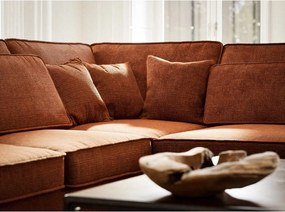 Narożnik z tkaniny szenilowej (prawostronny/w kształcie litery L) w kolorze miedzi Kirou – Maison de Rêve