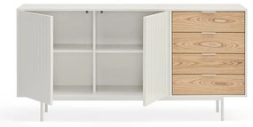 Biało-naturalna niska komoda w dekorze dębu 159x80 cm Sierra – Teulat