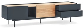Antracytowo-naturalna szafka pod TV w dekorze dębu 180x45 cm Otto – Teulat