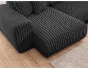 Ciemnoszary sztruksowy narożnik (prawostronny/w kształcie litery U) Justin – Ropez