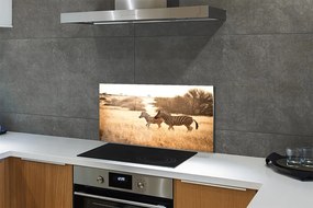 Panel szklany do Kuchni Sylwetka Zebry o Zachodzie