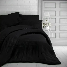 Kvalitex Pościel satynowa Stripe czarny, 220 x 200 cm, 2 szt. 70 x 90 cm