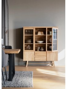 Naturalna witryna z litego drewna dębowego 130x150 cm Brooklyn – Rowico