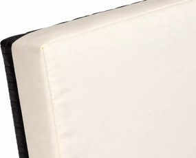 Zestaw mebli ogrodowych Concept technorattan 4 fotele + 2 pufy stół szkło hartowane czarny/kremowy taras balkon patio