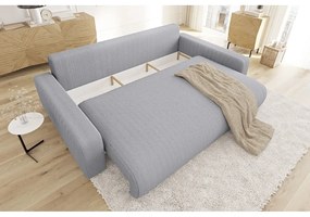 Jasnoszara sztruksowa rozkładana sofa ze schowkiem 234 cm Sara – Ropez