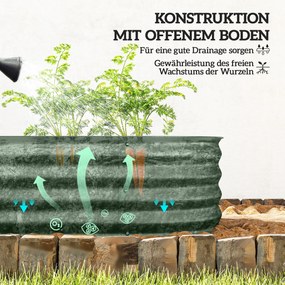 Outsunny Skrzynia do upraw, modułowa podwyższona grządka, zabezpieczone krawędzie, konstrukcja bez dna,  150 x 62 x 30 cm, Zielony | Aosom PL