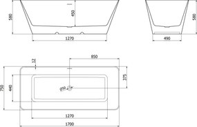 Mexen Velo Slim wanna wolnostojąca 170 x 75 cm, biała, przelew miedź szczotkowana - 52811707500-65