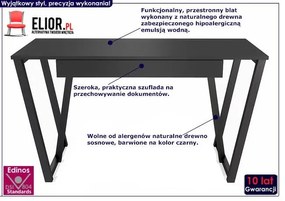 Czarne minimalistyczne biurko z szufladą - Molly 3X