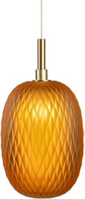 Lampa wisząca pojedyncza z szklanym ryflowanym kloszem Diana pomarańczowa