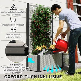 Outsunny Wysoki rabat z kratką w stylu rattanowym, skrzynia na rośliny z podporą 90 x 35 x 148cm Szary | Aosom PL