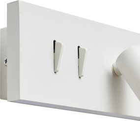 Nowoczesna biała regulowana lampa ścienna z USB-C, w zestawie LED - Modric