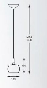Lampa wisząca z dymionym kloszem i kryształkami Crystal 1A