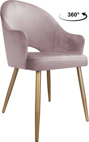 Krzesło Velvet tkanina Welur noga metalowa : Kolor nogi - Złota stożek, Kolor tkaniny - VELVET - MG55, Typ siedziska - Siedzisko obrotowe 360°
