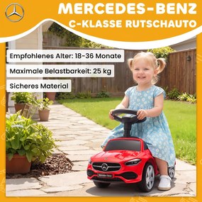 AIYAPLAY Mercedes-Benz C-Class jeździk z klaksonem, dźwiękami silnika, schowkiem, dla dzieci 18-36 Monate, czerwony | Aosom PL