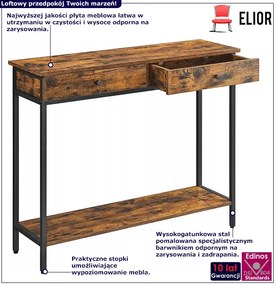 Konsola Industrialna Z 2 Szufladami Rustykalny Brąz G6-W44