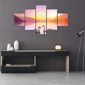 Obraz zakochanych łabędzi (125x70 cm)