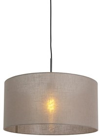 Rustykalna lampa wisząca czarna z abażurem w kolorze taupe 50 cm - Combi 1 Nowoczesny Oswietlenie wewnetrzne