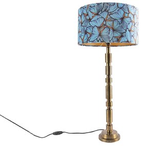 Lampa stołowa art deco brąz klosz welurowy motyle 35cm - Torre ArtDeco Oswietlenie wewnetrzne