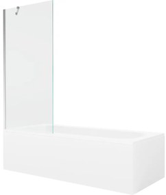 Mexen Vega wanna prostokątna 150 x 70 cm z obudową i parawanem 1-skrzydłowym 80 cm, transparent, chrom - 550115070X9508000001