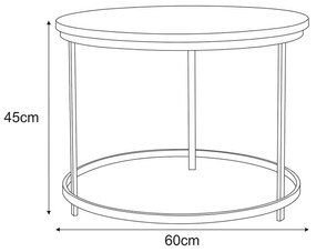 Okrągły industrialny stolik kawowy czarny + dąb - Zalex 3X