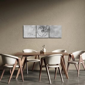 Obraz - Sowa, czarno - biały (z zegarem) (90x30 cm)