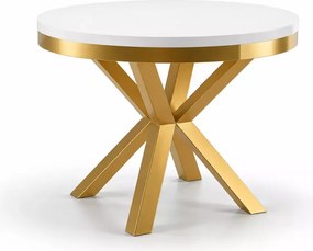 Stół okrągły rozkładany Bistro Złoty 120–196 cm – luksusowy stół glamour ze złotymi nogami