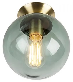Lampa sufitowa w stylu art deco mosiądz z zielonym szkłem - Pallon ArtDeco Oswietlenie wewnetrzne