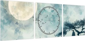 Obraz - Malowanie księżyca w pełni (z zegarem) (90x30 cm)