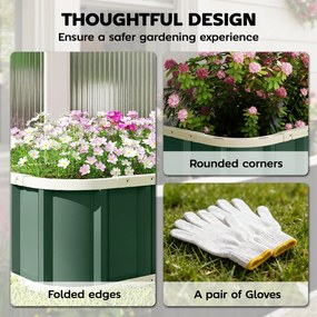 Outsunny Podwyższona grządka stalowa, donica z zatrzaskami, zagięta krawędź, inspekt 136 x 52 x 31 cm Jasnozielony | Aosom PL