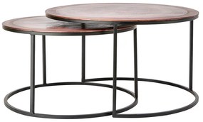 Miedziane metalowe okrągłe stoliki zestaw 2 szt. ø 75 cm Talca – Light &amp; Living