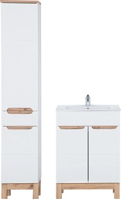Zestaw białych mebli łazienkowych Bali 038 - szafka 60 cm z umywalką i słupek