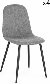 Zestaw 4 krzeseł w ciemnoszarej tkaninie i antracytowej stali - IRELIA