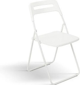 Zestaw 6 składanych krzeseł z białego metalu i białego polipropylenu - ALMERIA