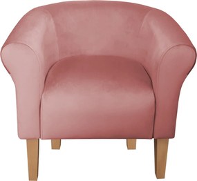 Fotel Milo tkanina Welur wygodny fotel tapicerowany do salonu i sypialni : Kolor nogi - Drewno, Kolor tkaniny - VELVET - MG58, Wysokość nogi - 20 cm