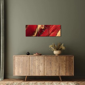 Obraz - Czerwono-złoty marmur (z zegarem) (90x30 cm)