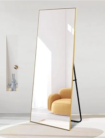 Wolnostojące ścienne lustro podłogowe złote ZJ-02 pełnowymiarowe 165x50 do przedpokoju salonu