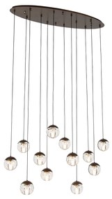 Designerska lampa wisząca w kolorze ciemnego brązu z przezroczystym szkłem, 12 świateł - IngeDesignerski Oswietlenie wewnetrzne
