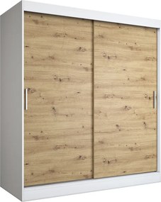 Szafa przesuwna 180 cm biel + dąb artisan A6-P49