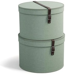 Miętowe kartonowe pojemniki z pokrywką zestaw 2 szt. ø 37,5x25,5 cm Rut – Bigso Box of Sweden