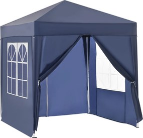 Outsunny Altana Ogrodowa 2x2m Składana 4 Ściany Boczne z Oknami Metal Oxford Czarna | Aosom PL