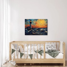 Obraz - Latarnia morska w falach (70x50 cm)